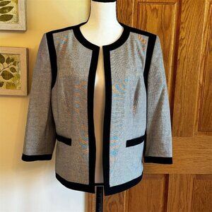 Jones Studio Women's Blazer Jacket Black & White 3/4 Sleeve Size 14